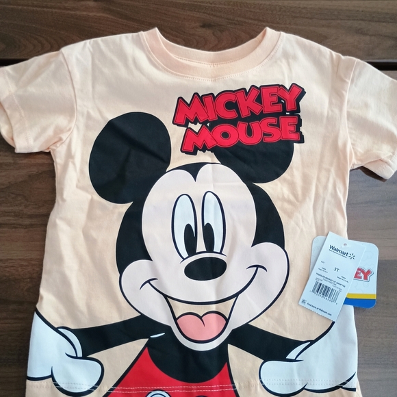 Disney Mickey Mouse Kids T-Shirt - Peach and Black - Picture 1 of 4